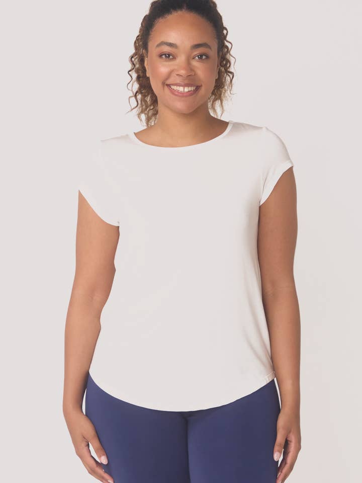 BioLuxe™ Boatneck Cap Sleeve T-Shirt for wholesale by Bella Bodies Australia