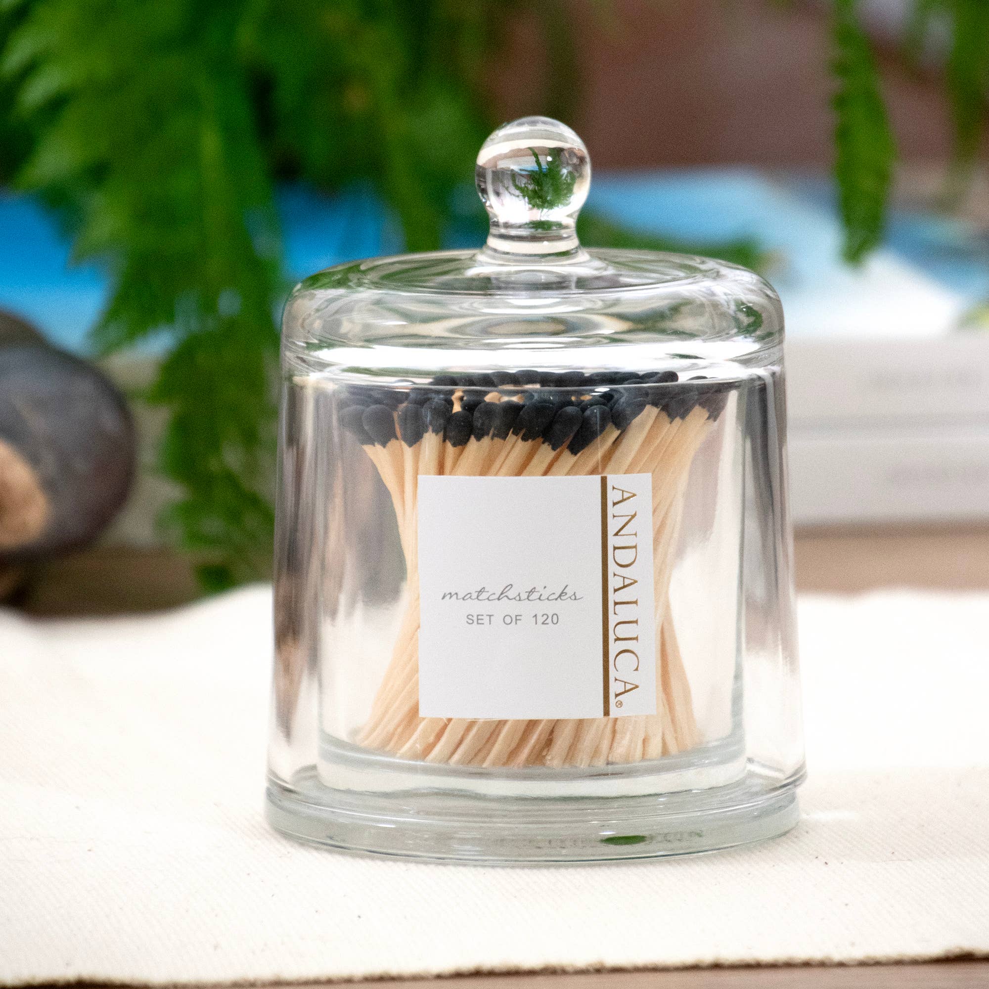 Andaluca - Wholesale Matches - Glass Jar with Lid & 120 Wooden Black Matches1