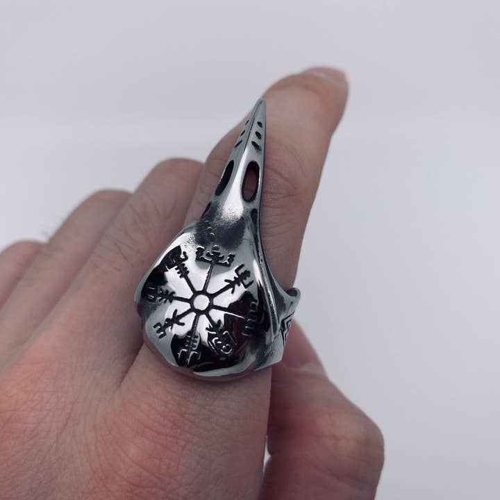 Mio Queena - Wholesale Signet Ring - Viking Stainless Steel Men's Crow Head Ring - MJ/MR