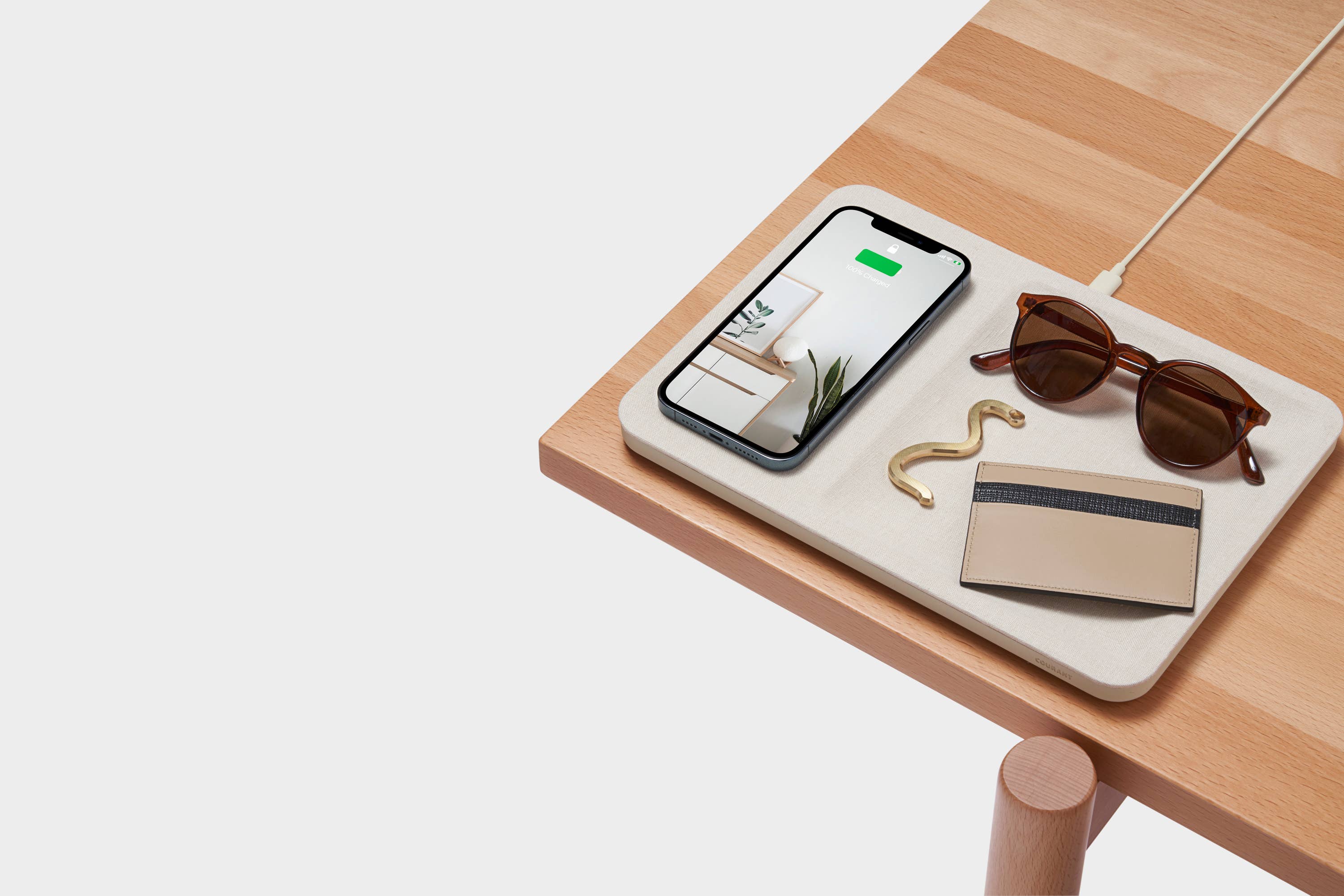 Courant - Wholesale Charging Dock - CATCH:3 - Essentials Linen Wireless Charger with Valet Tray8