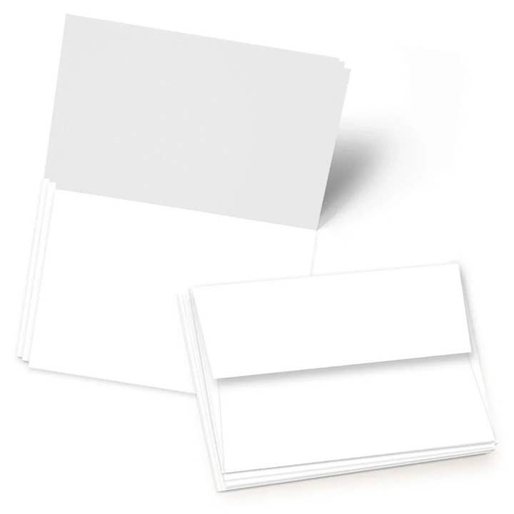 Fine Cardstock - Wholesale Stationery/Notecard Set - 5" X 7" Heavyweight Blank White Greeting Card Sets - 30 Cards & Envelopes
