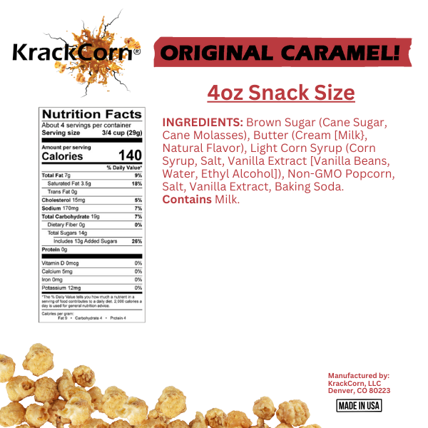 KrackCorn - Wholesale Popcorn - KrackCorn Popcorn 4oz Original Caramel - 12ct case6