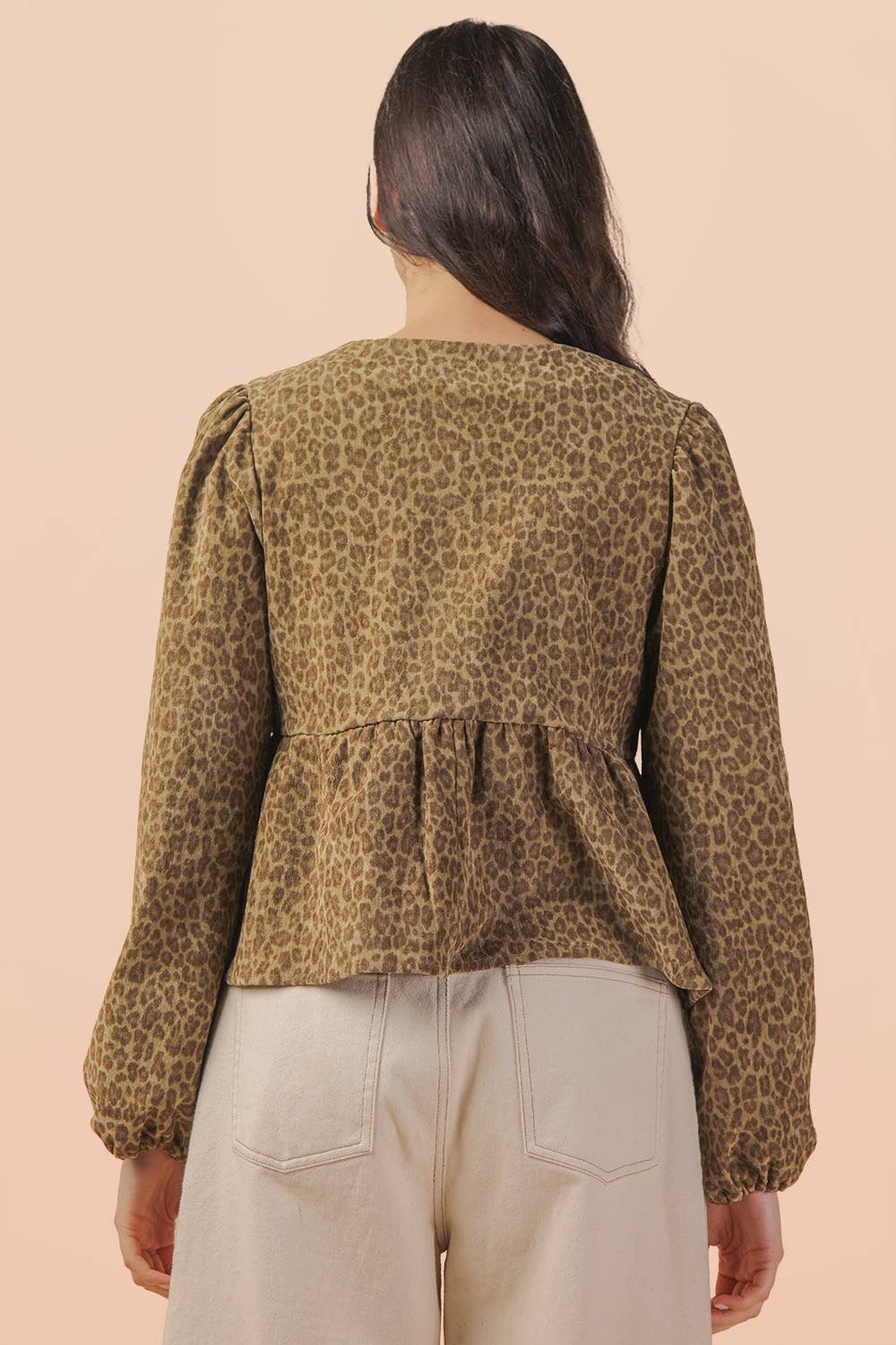 VERY J - Wholesale Blouse - Women's - NT12244-Leopard Printed Front Tie Woven Blouse Top13