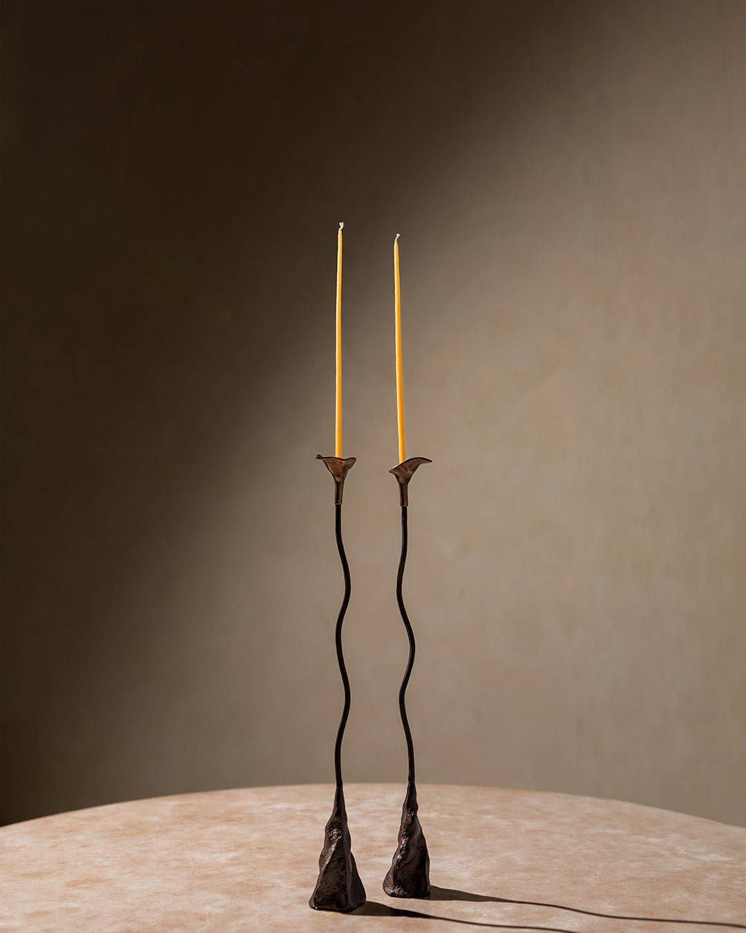 Belaré Home - Wholesale Candle Holder - Handmade Iron Ferra Rose Candle Holders Set of 2 - Antique Bronze Taper2