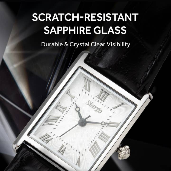 Kproduct4u - Wholesale Wrist Watch - Unisex - SIARGO Fennel 19mm Petite Watch with Guilloché Brass Case, Sapphire Glass, Cowhide Leather Strap, and Swiss Ronda Quartz Movement (Silver & Casual Black)3