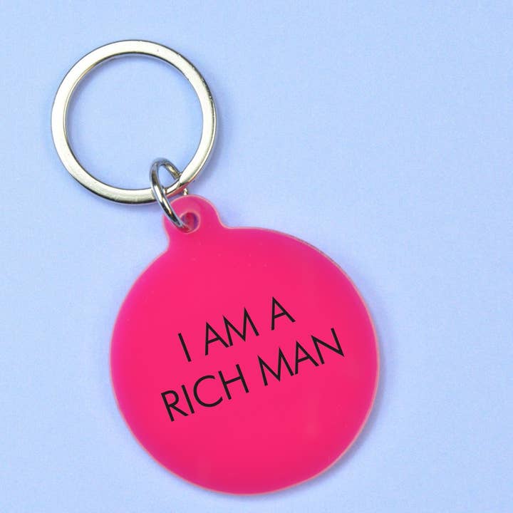 I Am a Rich Man Keytag for wholesale by Flamingo Candles