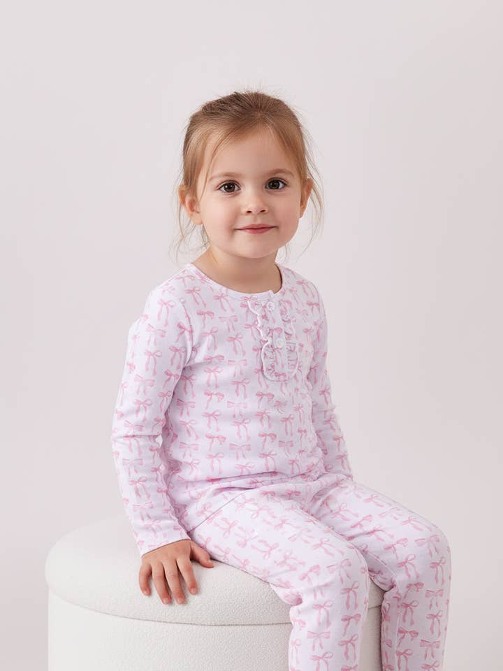 Premium tiny bow delight bamboo pants set for wholesale by Mom & Co.