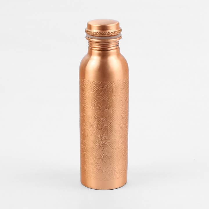 El'Cobre-Ecozonelifestyle - Wholesale Water Bottle - Flower Etching Copper Bottle - 500 ML0