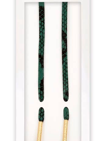 Python Snake – Slim Snake-Print Shoelaces in Green & Black for wholesale by The Shoelace Brand