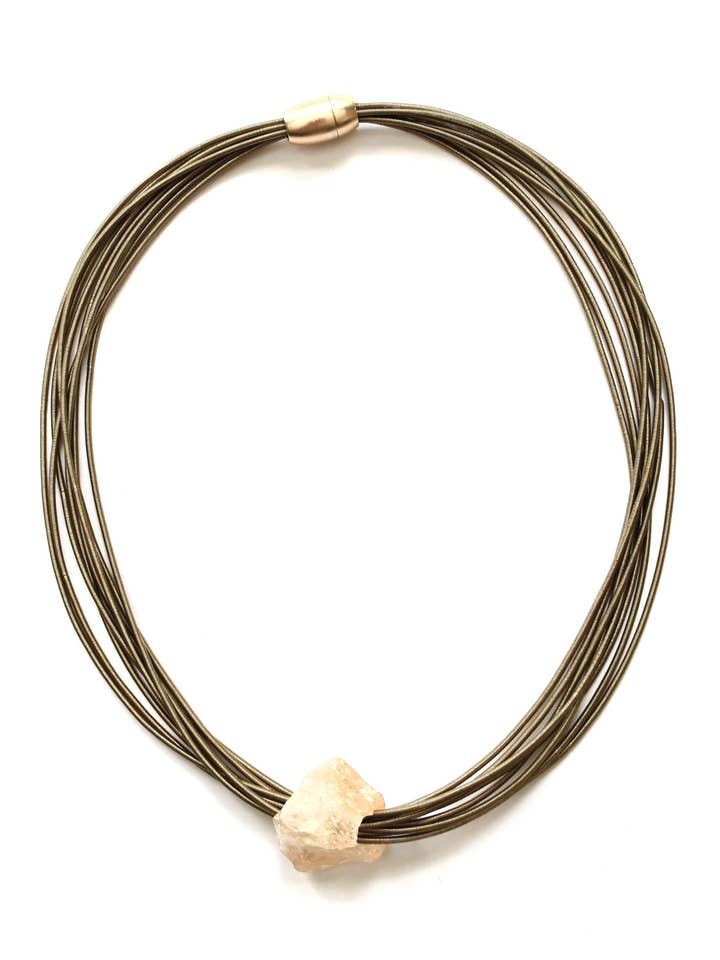 Bronze Multi Strand Wire Beaded Necklace with Citrine Stone for wholesale by Sea Lily