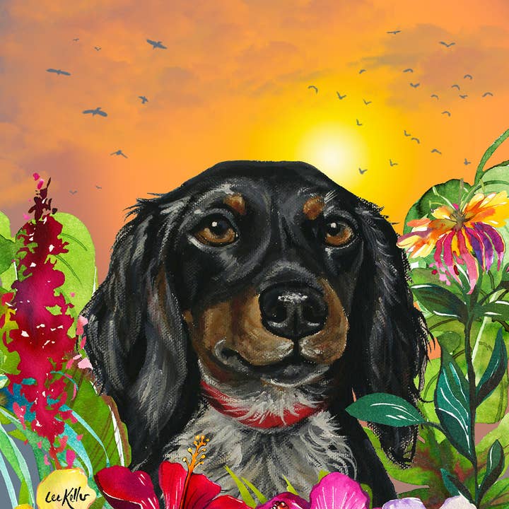 Best of Breed Products - Vente Drapeaux - Teckel Noir/Fauve - Drapeau Hippie Tropical Summer House