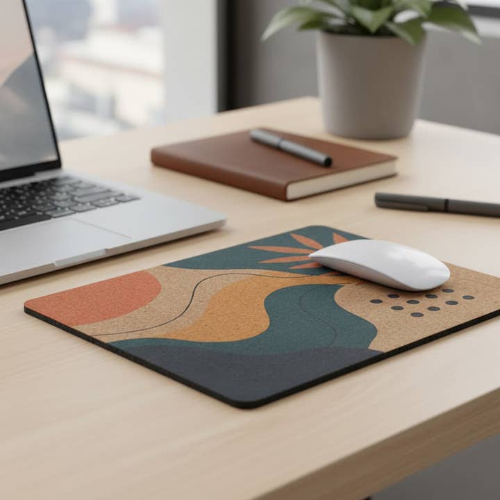 Fustik – wholesale Mousepad/trackpad – Natural Cork Printed Mouse Pad3