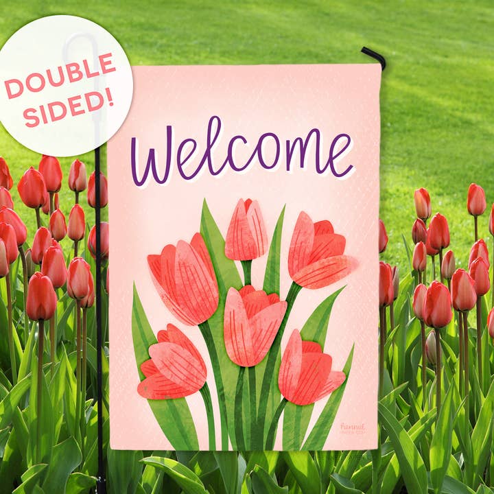 Tuinvlag - Welkom Spring Tulpen voor wholesale door Hennel Paper Co.