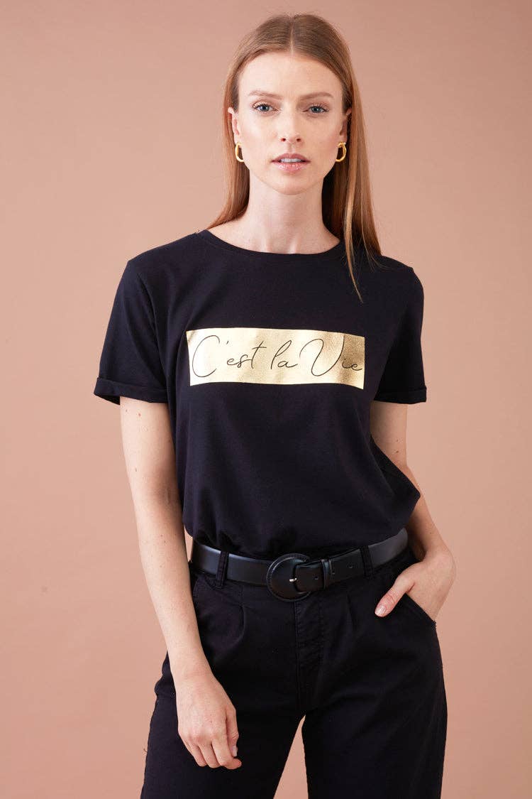 GUIMANOS - Wholesale Screen Printed T-Shirt - Women's - T-Shirt C'est LA VIE0