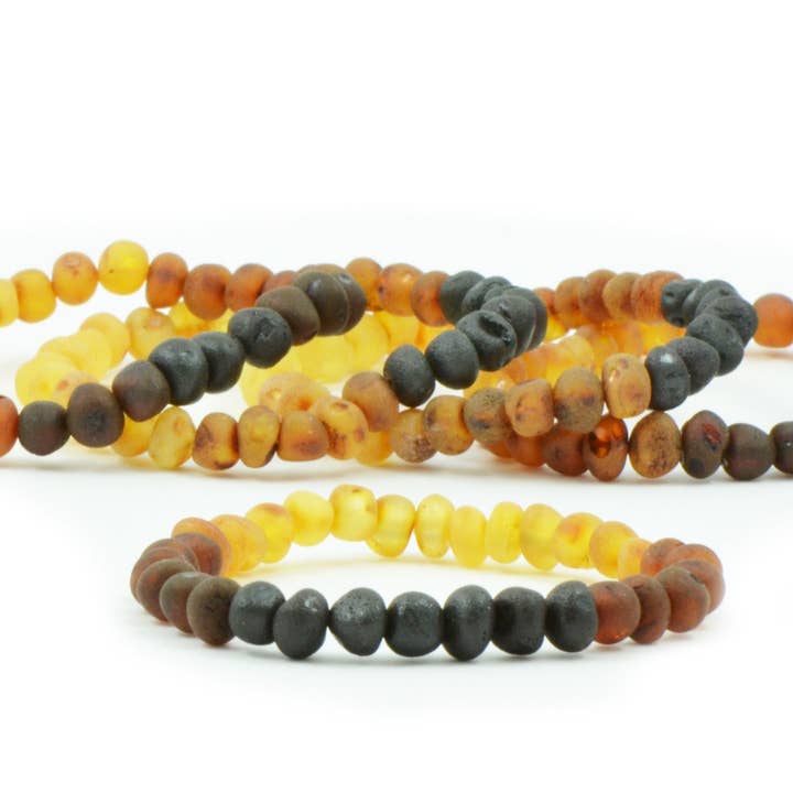 The Natural Amber - Wholesale Beaded Bracelet - Rainbow Baroque Raw Amber Beads Bracelet for Adult1