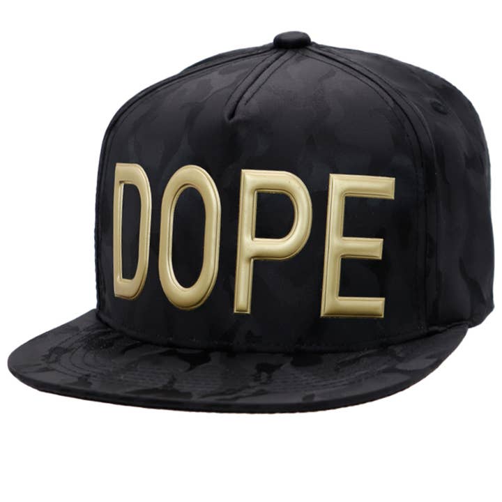 Cap Zone – wholesale Keps med platt skärm – Herr – Dope Gold Logo Präglad Camo Flat Bill Snapback
