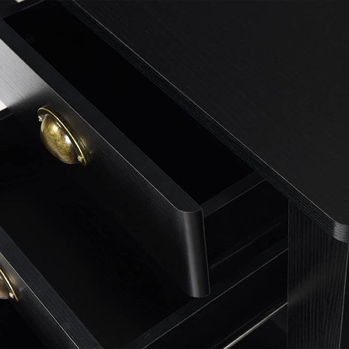 Matte Black Desk with Drawers and Hutch for wholesale on Faire
