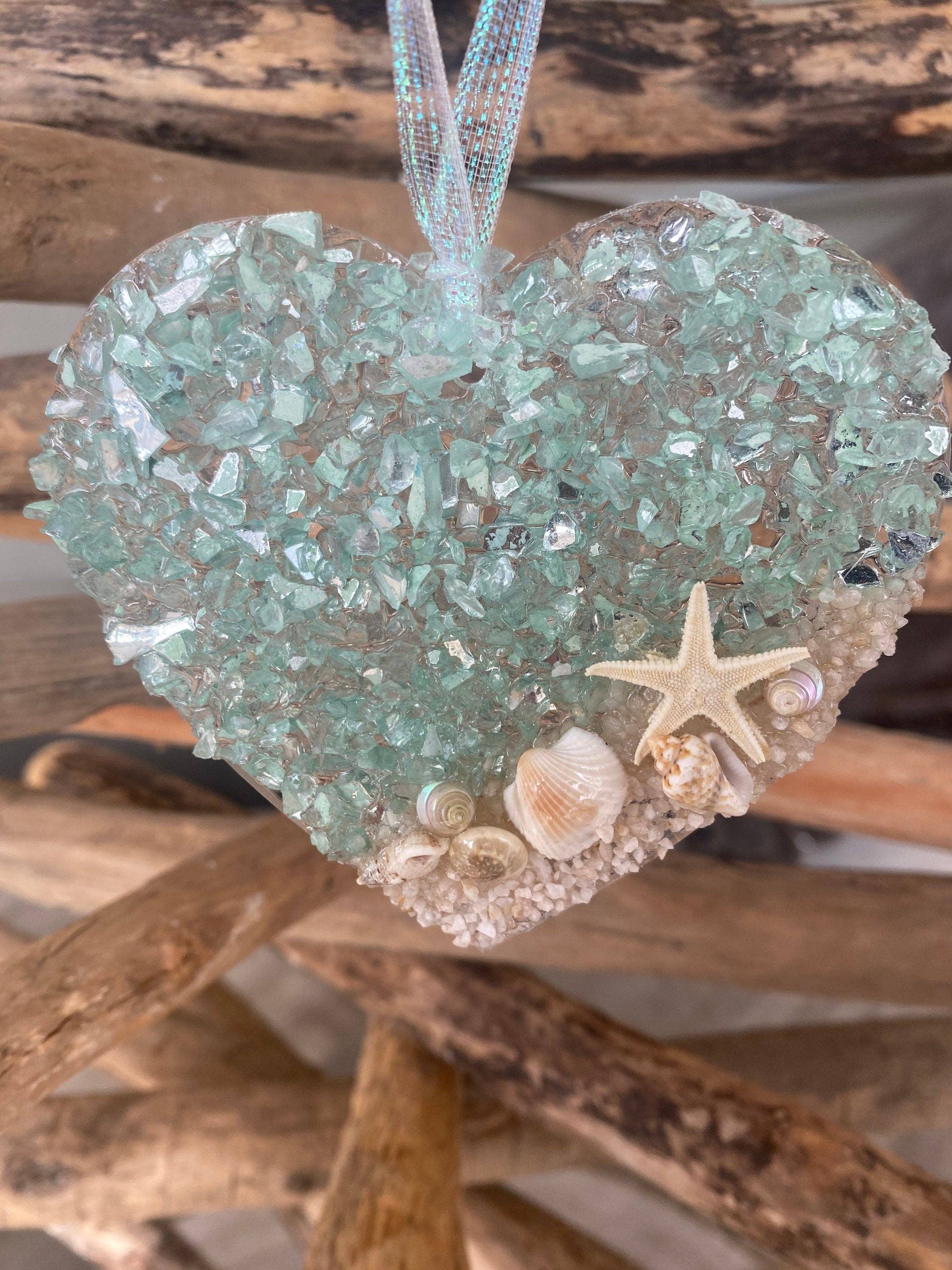 Sea Dreams Coastal Art - Wholesale Ornament - Coastal HEART Sun catcher / Ornament1