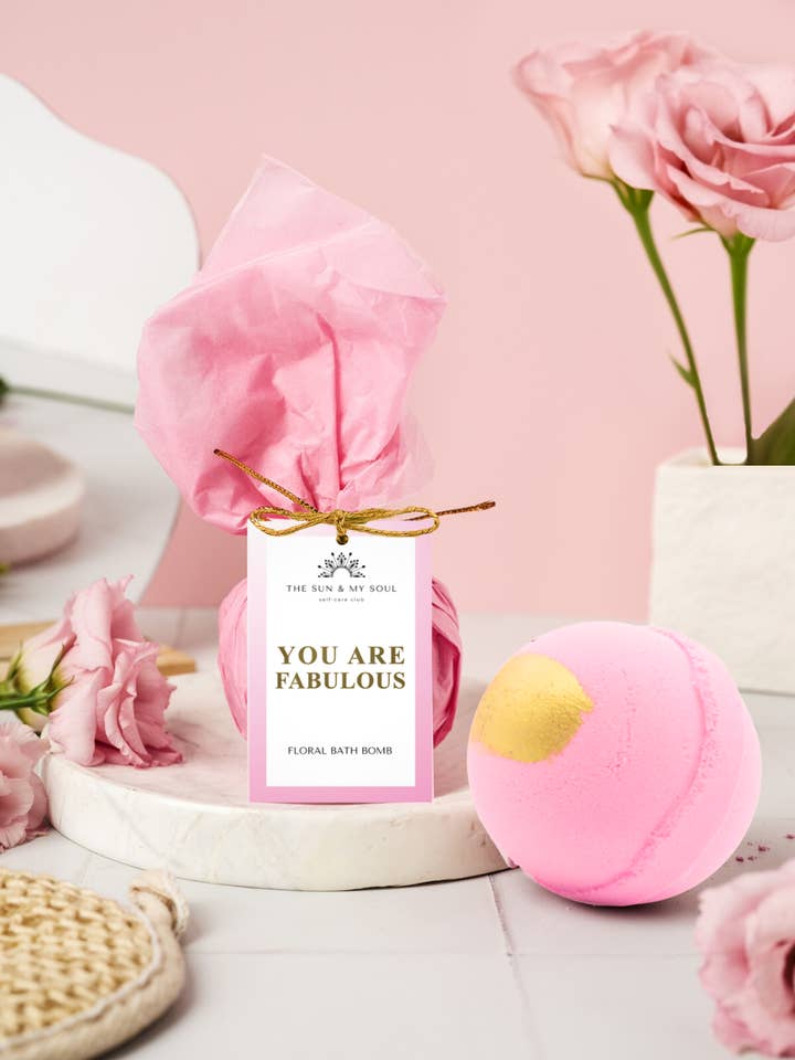 You Are Fab Bath Bomb Gift⎜Floral Scented Luxury Bath Bomb for wholesale by The Sun & My Soul Bath Bomb Soak Wellness Gifts