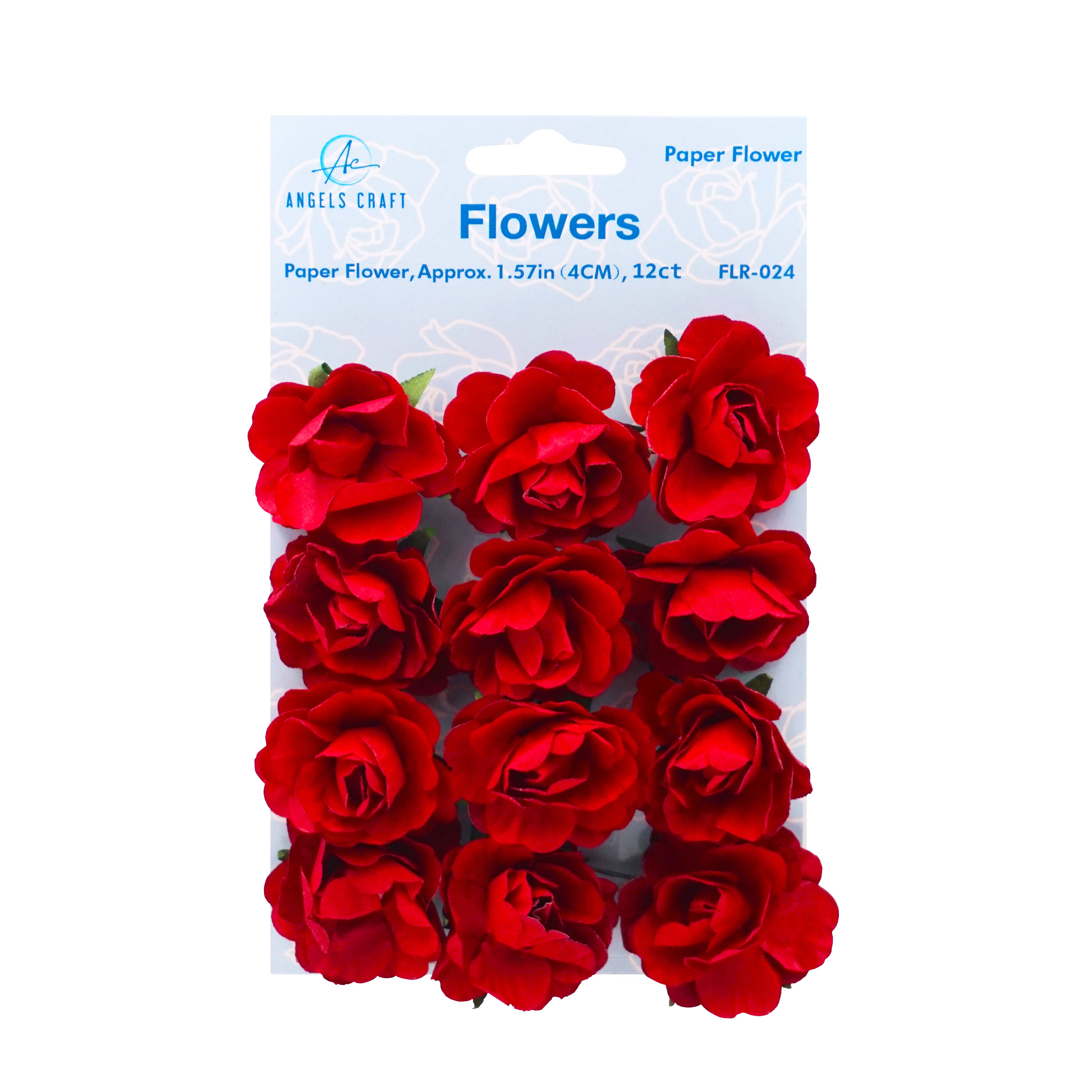 Angels Craft - Wholesale Artificial Flowers - Paper Flowers (Roses) with wire, 12-ct 1.57"8