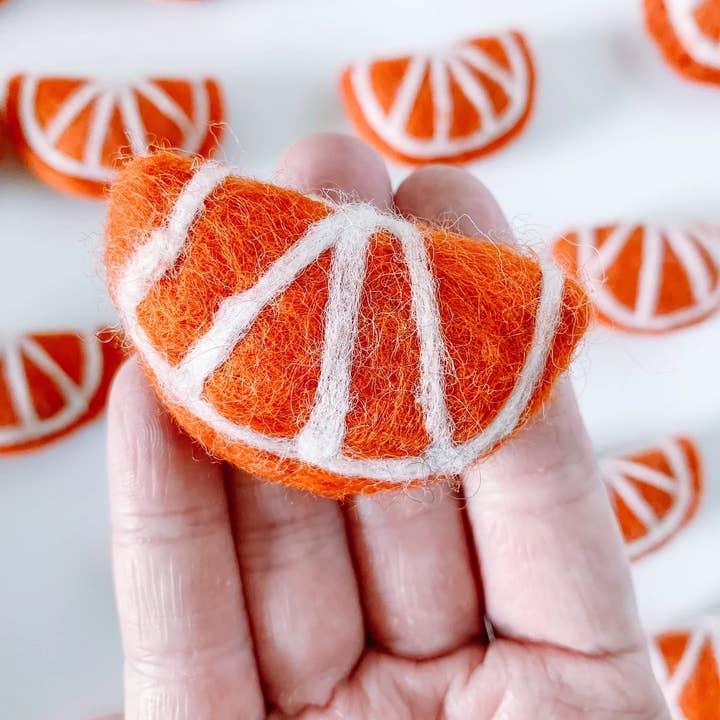 Sewing Seeds Play - Wholesale Decorative Tabletop Object - One Felt Orange Slice