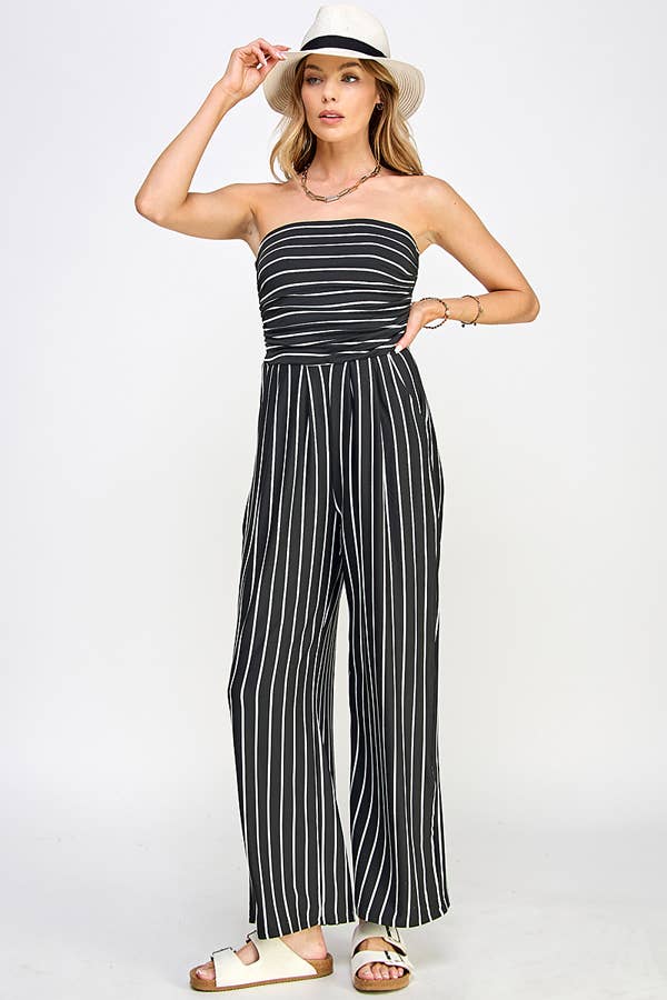 Heart & Hips – wholesale Romper – Women's – JR16435FS - TUBE TOP W/SHIRRING PALAZZO ROMPER1