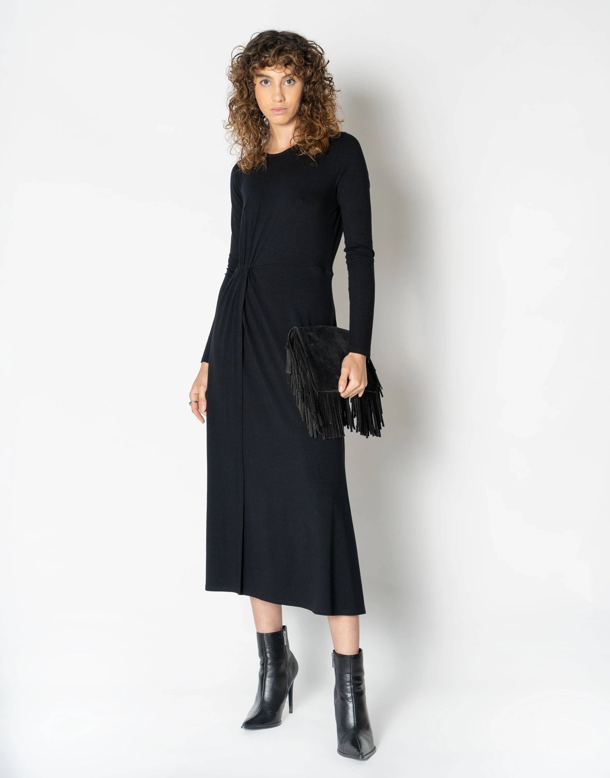 Black Side Slit Draped Dress for wholesale on Faire
