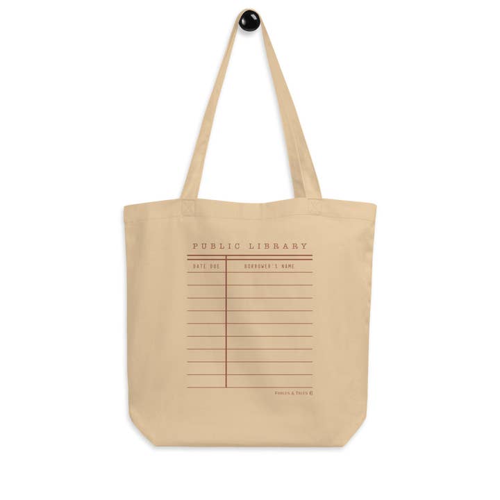 Library Checkout Double-Sided Tote Bag for wholesale by Fables & Tales Co.