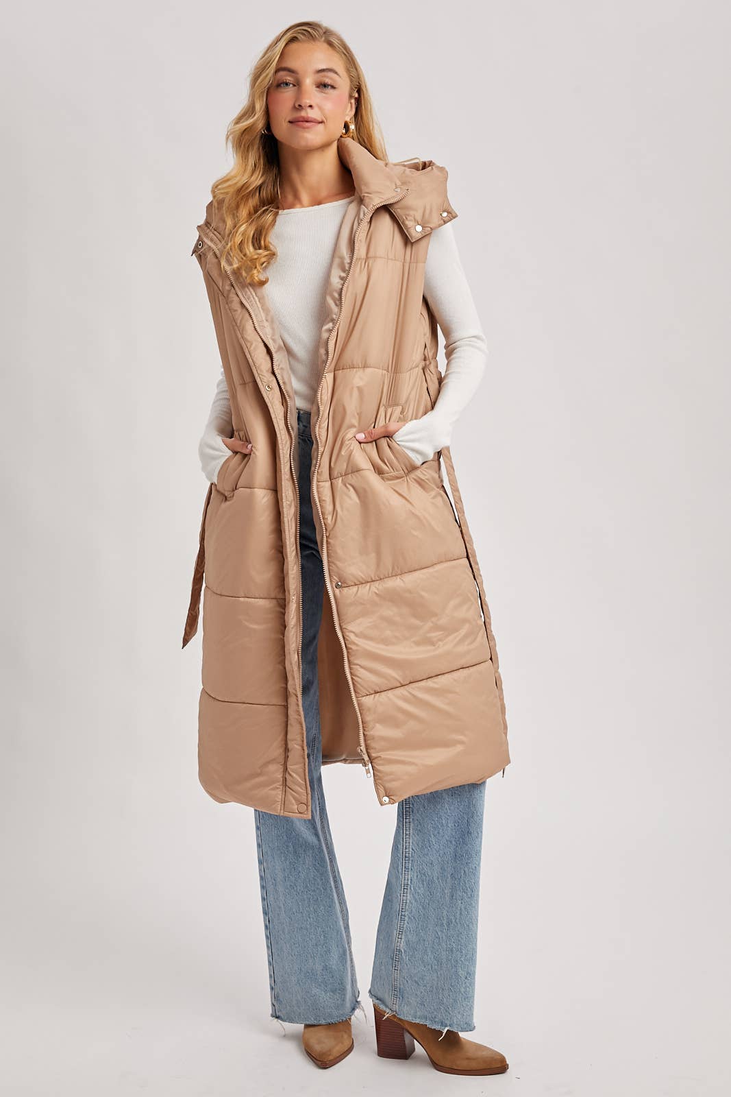 Bluivy – wholesale Väst - Dam – LÅNG LINJE BÄLTE PUFFER HUVA VÄST12