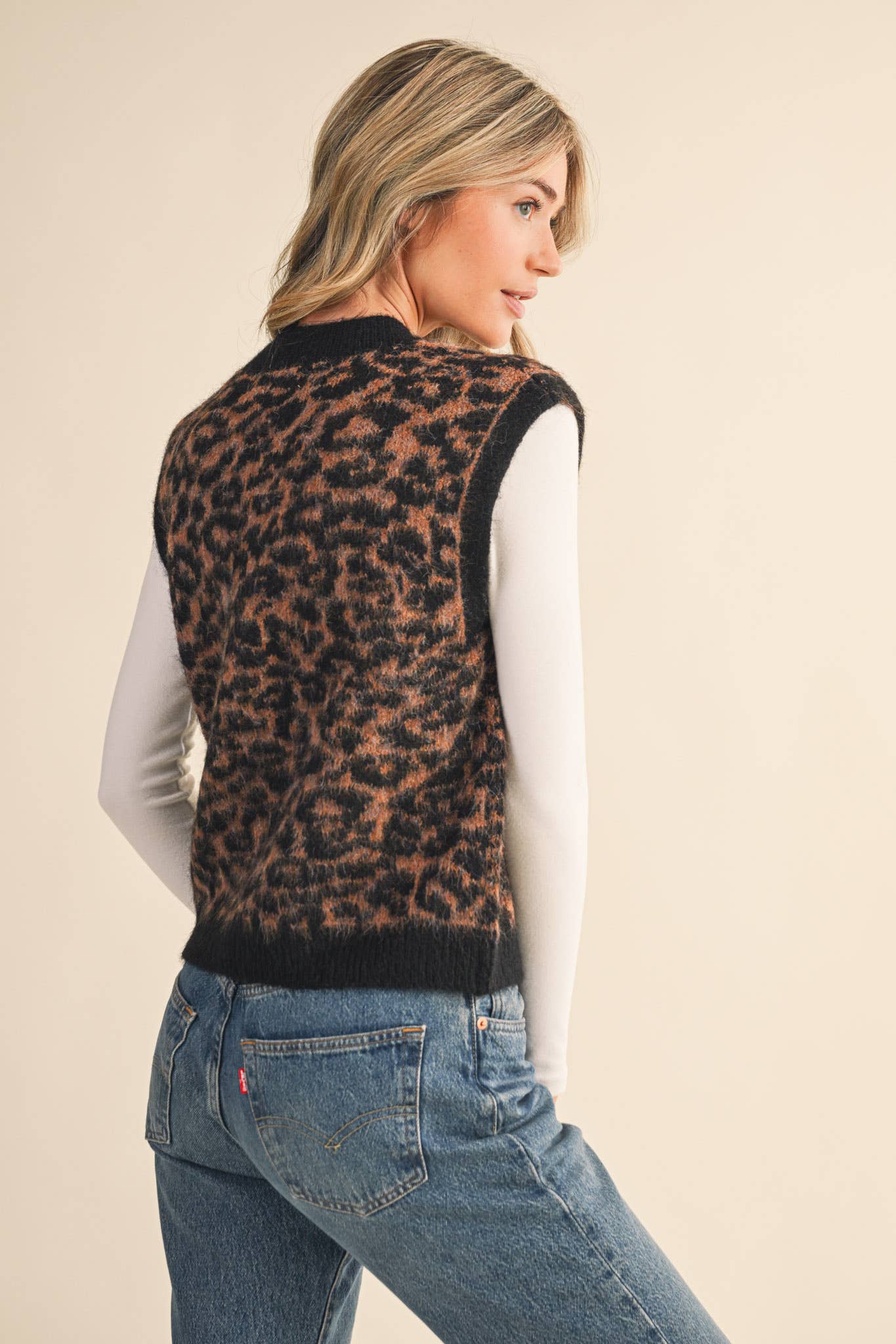 &MERCI - Wholesale Sweater Vest - Women's - LEOPARD KNIT SWEATER VEST MSW1124027