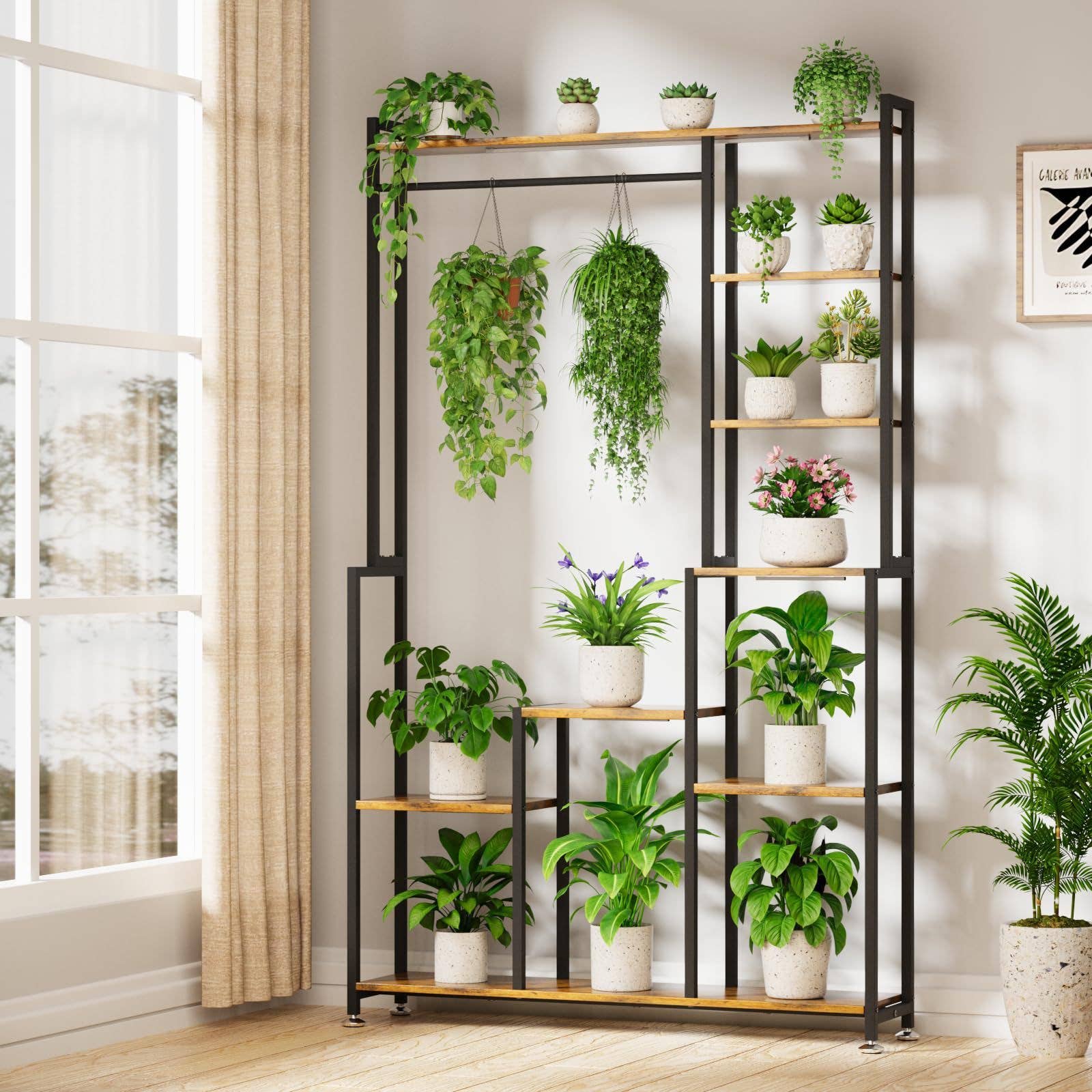 39F Inc. - Vente Supports de plantes - Support de plantes en métal à 8 niveaux avec lampe de culture pour intérieur0