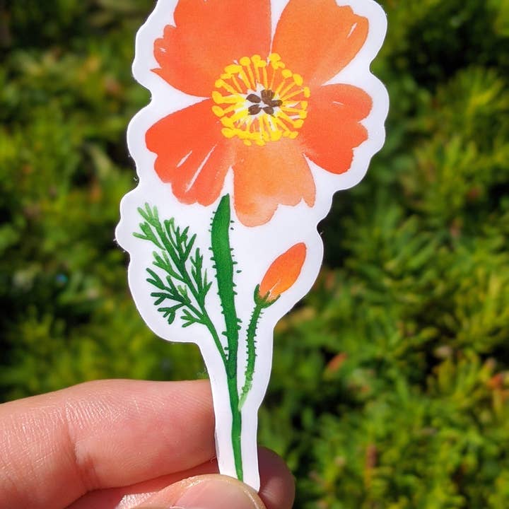 Poppy flower vinyl sticker for wholesale by Nina Belle Designs