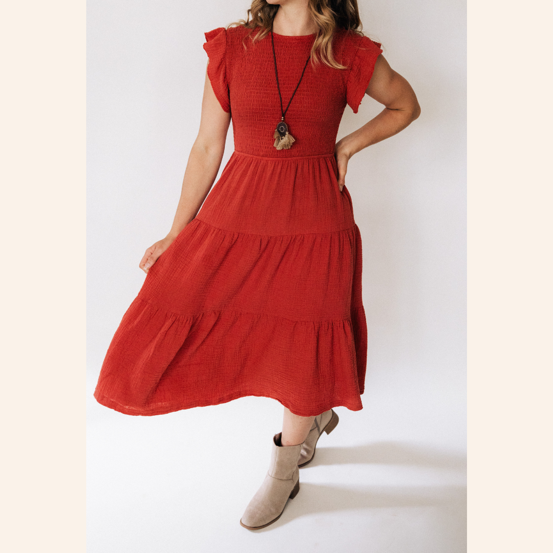 HAHA MAMA Clothing - Venta al por mayor Conjunto de mamá y bebé - Vestido Copper Mommy & Me para mujer3