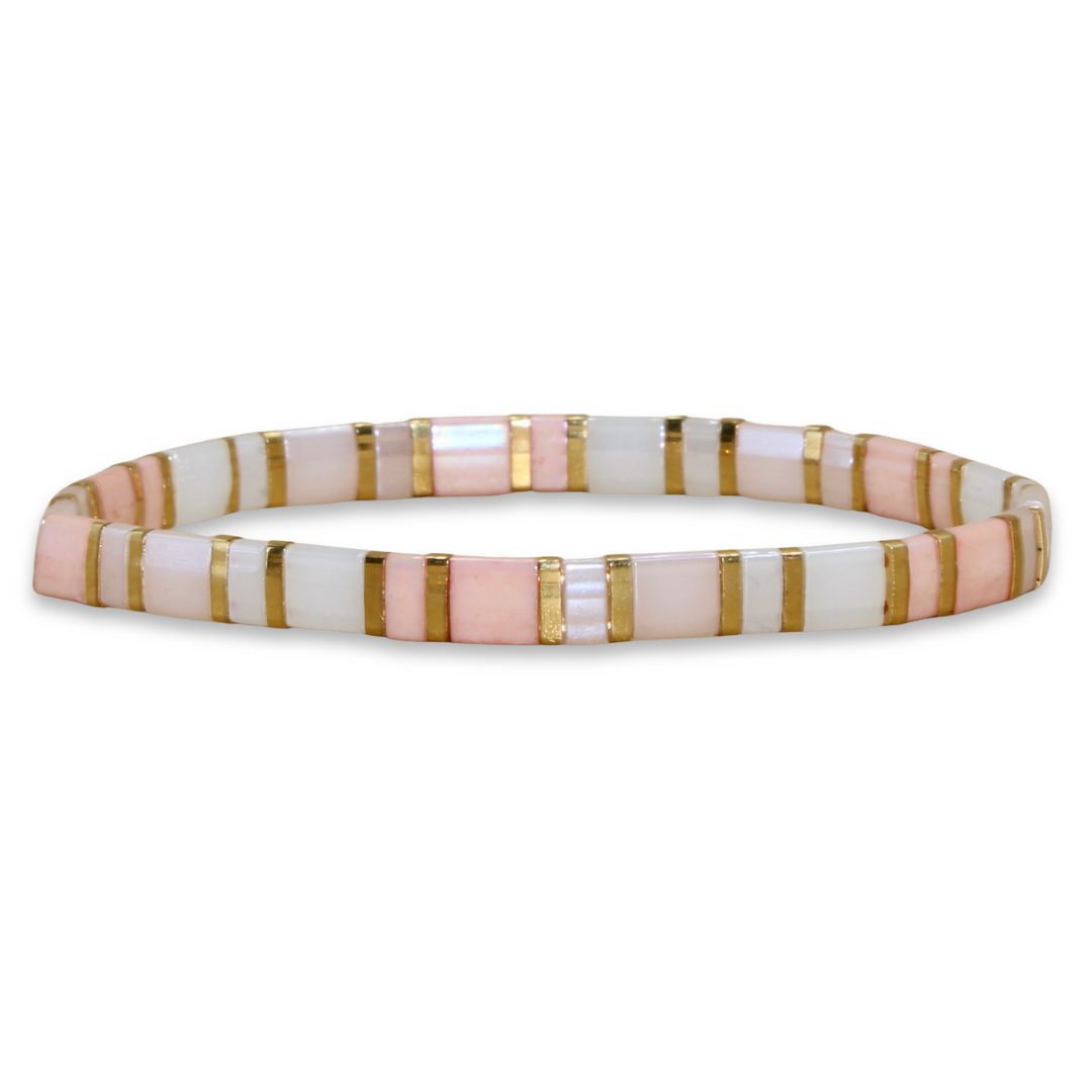 Myliu New York - Wholesale Beaded Bracelet - Blush Tila Beaded Bracelet Stack4