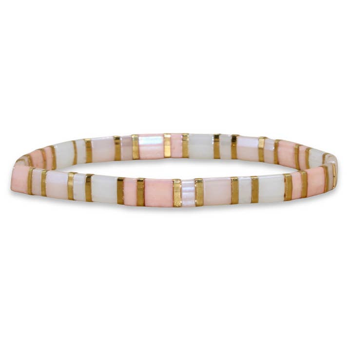 Myliu New York - Wholesale Beaded Bracelet - Blush Tila Beaded Bracelet Stack4