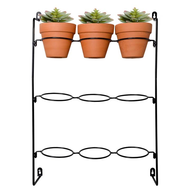 Kurated Korner - Wholesale Wall planter - AuldHome Design Mini Clay Pot Hanging Rack 5
