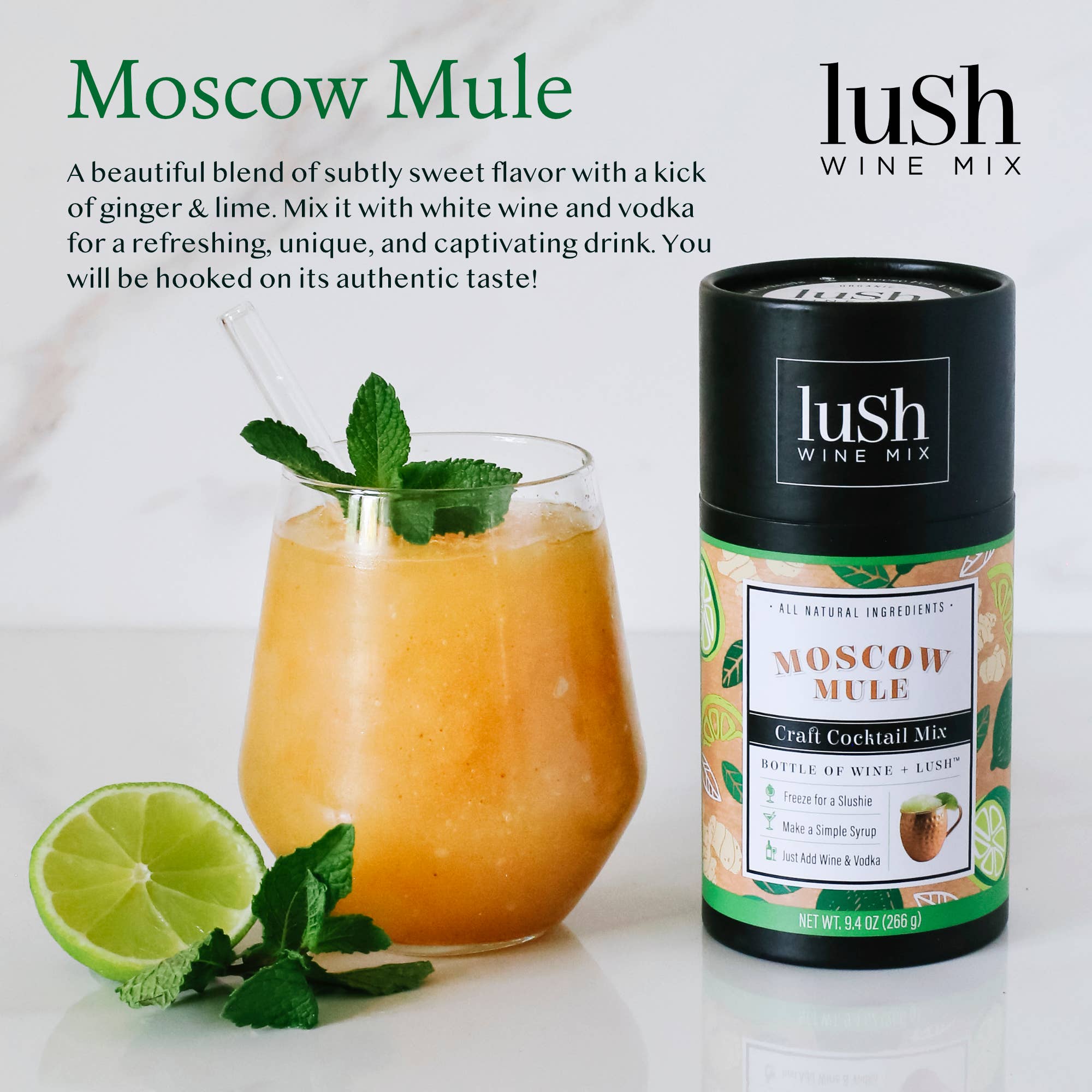 Lush Wine Mix - Wholesale Cocktail Mix/Syrup - Moscow Mule Singles Makes 8+ individual servings per caniste1
