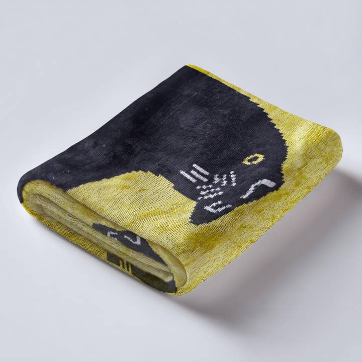 Tecido de Veludo Ikat Pantera Negra: Estofo de Seda Tecido à Mão por atacado de Samarra Home