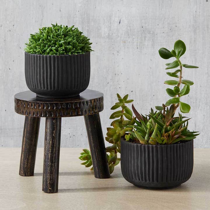 SERRV International - Wholesale Plant Pot - Kalo Ribbed Terracotta Planters - Set of 2