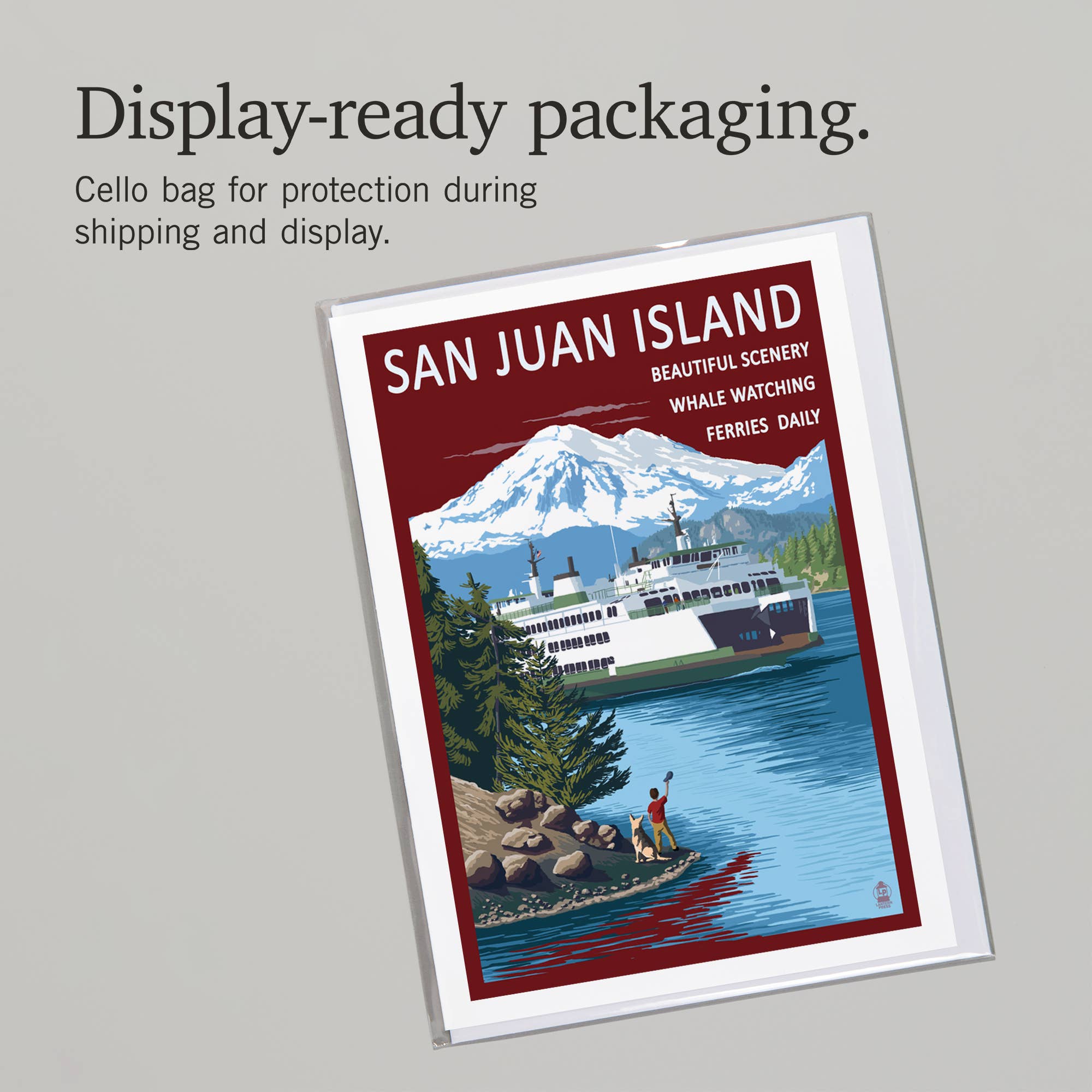 Lantern Press - Wholesale Everyday Greeting Card - GREETING CARD San Juan Island, Boy Waving at Ferry6