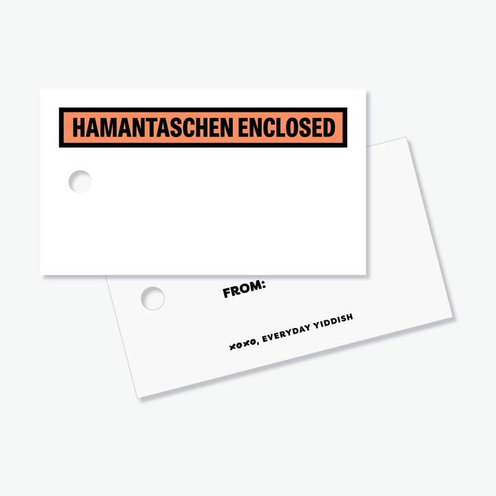 Hamantaschen Enclosed Purim Gift Tags for wholesale by Everyday Yiddish