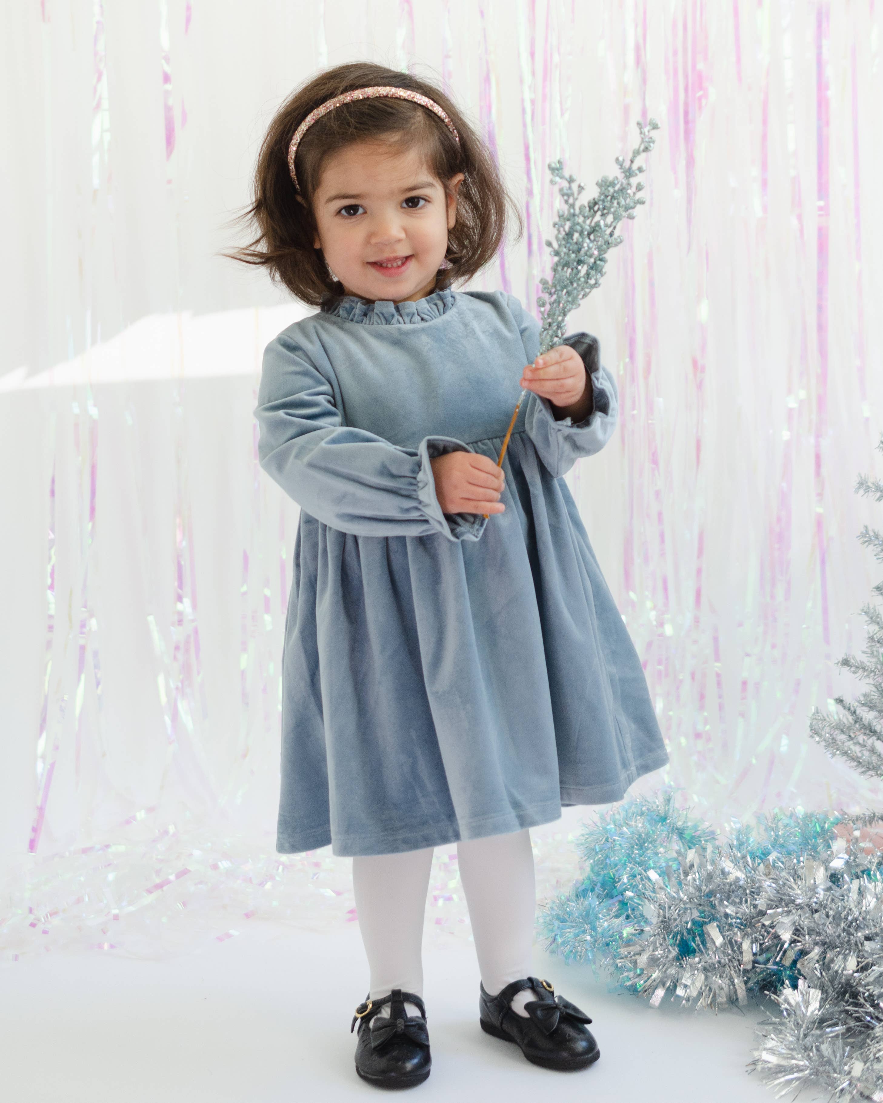 Strawberry Jam Kids - Vente Robe – enfant - Robe d'hiver en velours bleu pour bébés et petites filles de Noël9