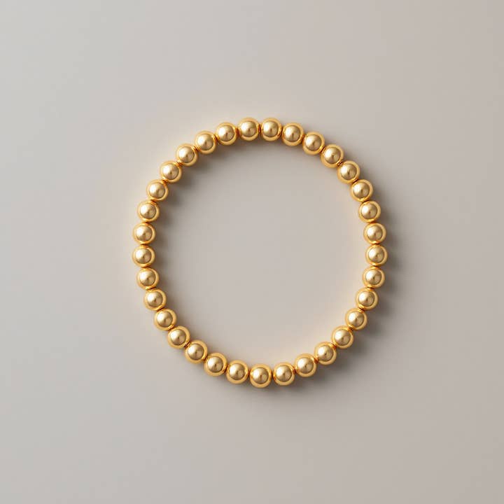 bara boheme - Wholesale Beaded Bracelet - 5mm | Stretchy Anti-Tarnish 14K Gold Filled Bracelet