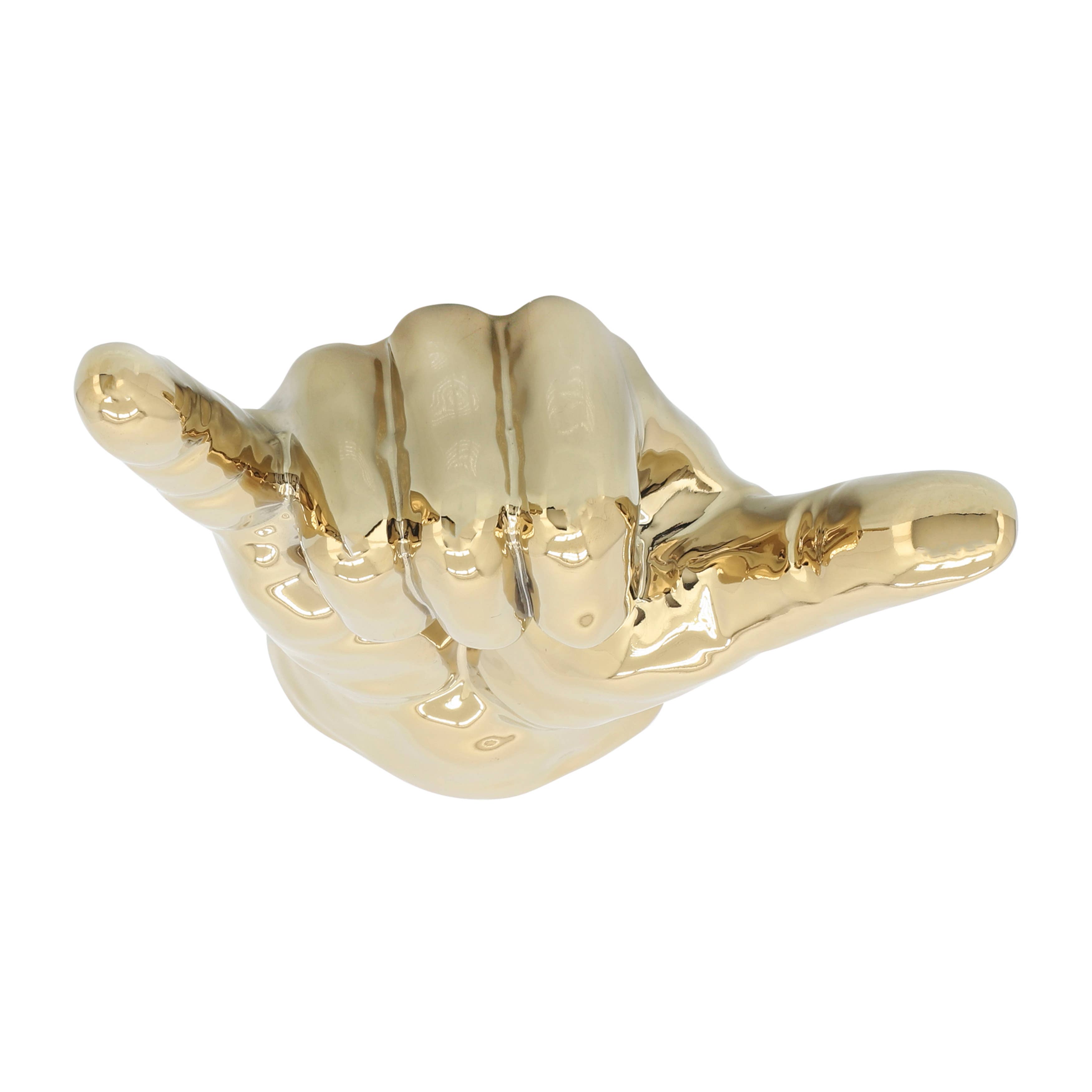 Sagebrook Home - Wholesale Decorative Tabletop Object - Decorative Sculpture - Gold Ceramic Hang Loose Hand, 7 in.10