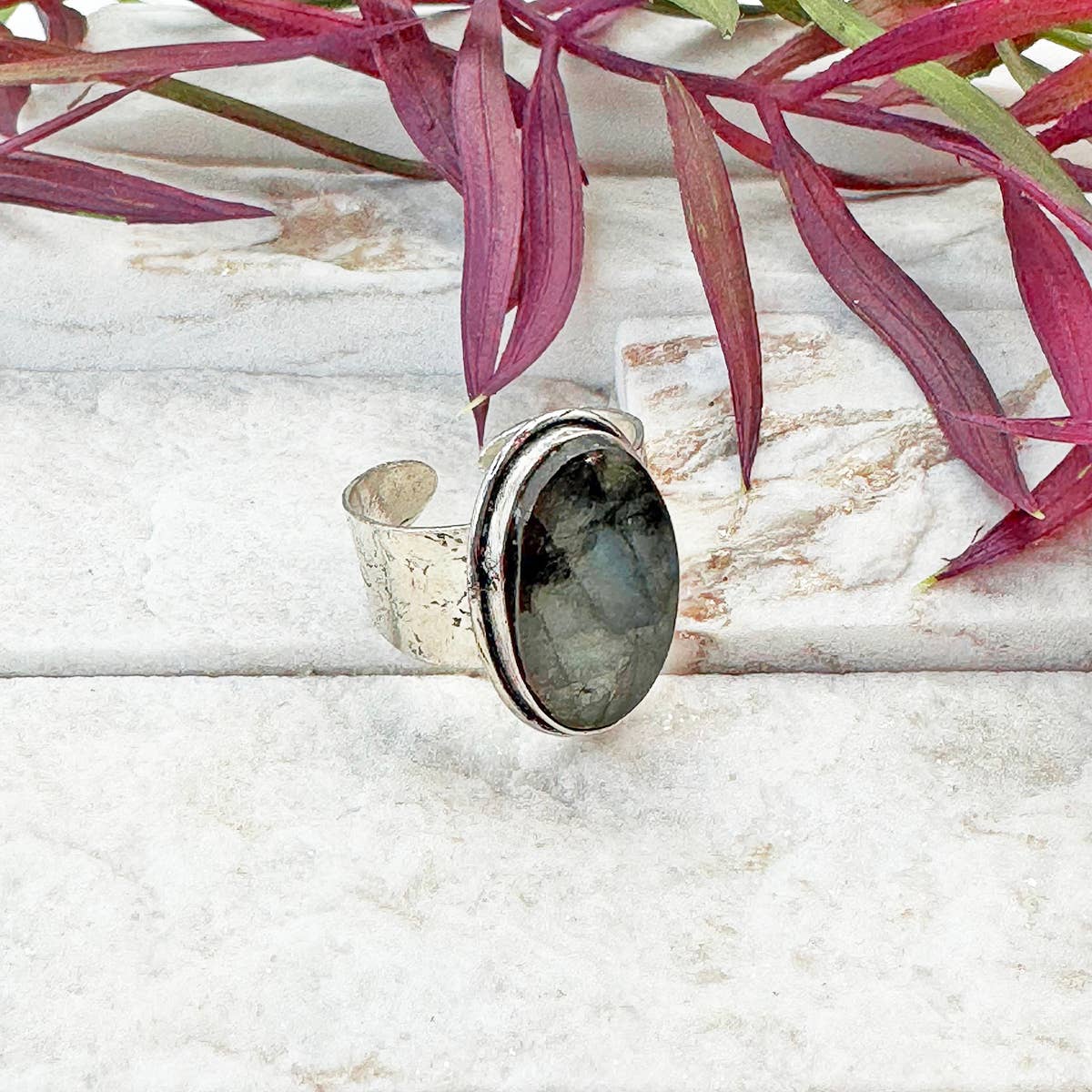 Anju Jewelry - Wholesale Cocktail/Statement Ring - Handcrafted Kashi Semiprecious Stone Ring - Labradorite1