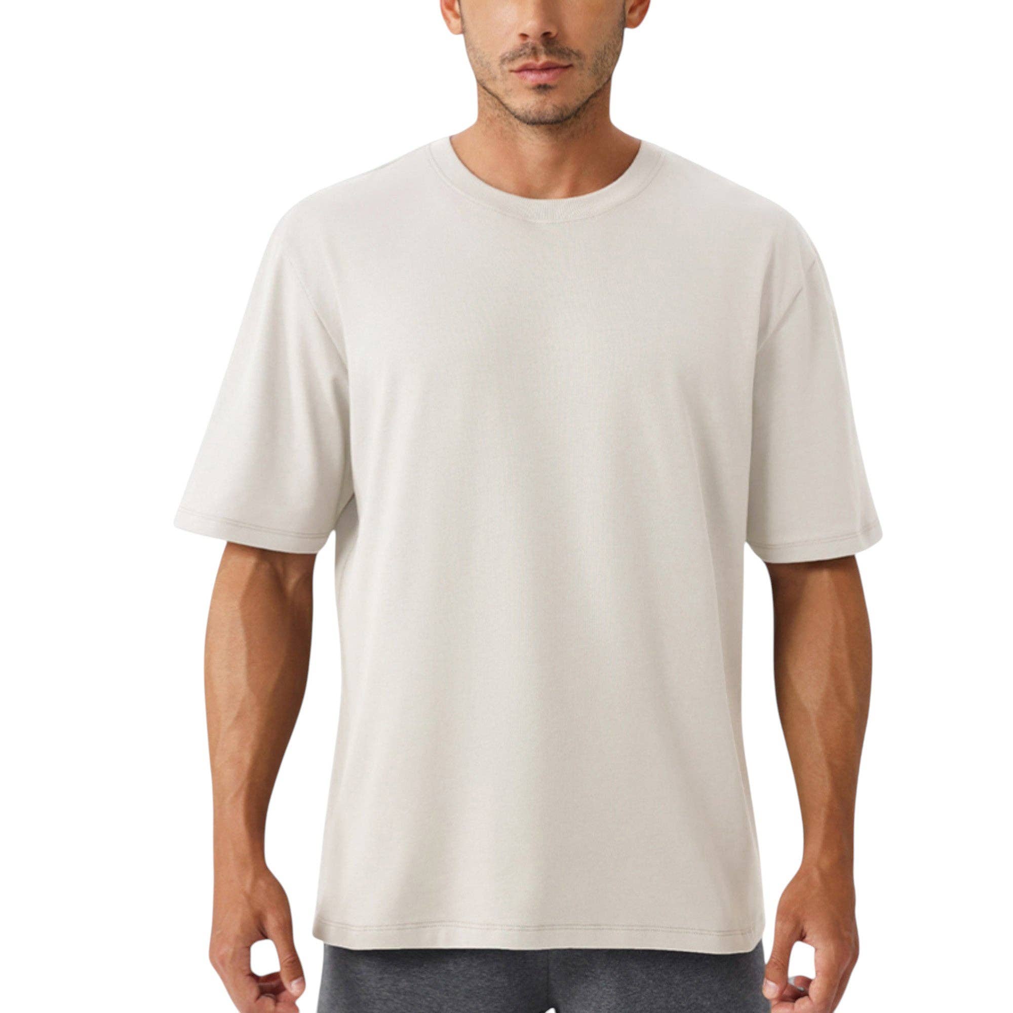 Active by Anna-Kaci - Wholesale T-Shirt - Men's - Men's Oversized Fit Short Sleeve T-Shirt with Drop Shoulders0