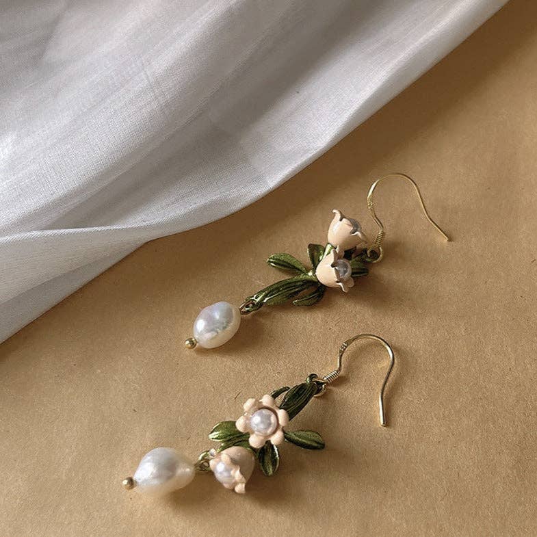 Revelari - Wholesale Dangle Earrings - Floral Pearl Drop Earrings1