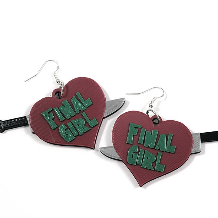 Orecchini Final Girl Horror Statement stampati 3D per la vendita all'ingrosso da parte di Printy Vibes