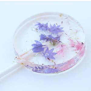 Purple Glitter Flower-Shaped Mirror Keychains 4 ct Party Favors