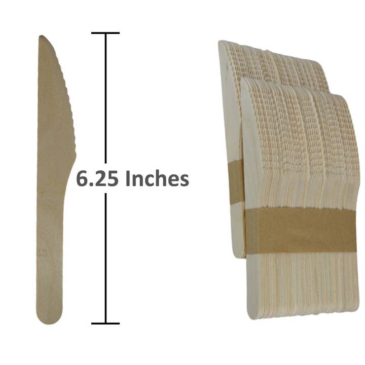 Green Marble Club - Wholesale Disposable Servingware Set - Disposable Wooden Knife - 50pc
